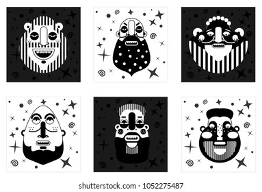 Fantastic black and white portraits with beard. You can use as an avatar.