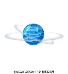 Fantastic blue planet, icon cartoon style, vector isolated for games, applications on white background