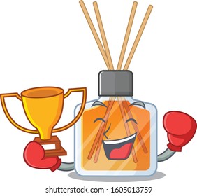 fantastic Boxing winner of air freshener sticks in mascot cartoon style
