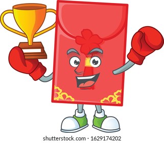 fantastic Boxing winner of chinese envelope in mascot cartoon style