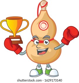 fantastic Boxing winner of chinese wine bottle in mascot cartoon style