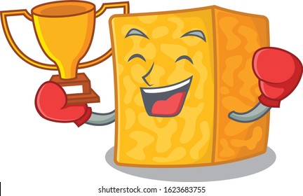 fantastic Boxing winner of colby jack cheese in mascot cartoon style