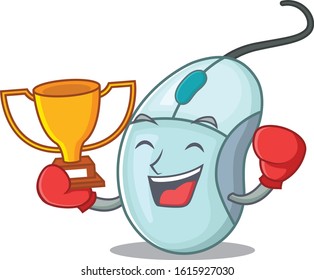 fantastic Boxing winner of computer mouse in mascot cartoon style