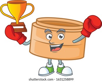 fantastic Boxing winner of dimsum basket in mascot cartoon style