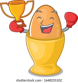 fantastic Boxing winner of egg cup in mascot cartoon design