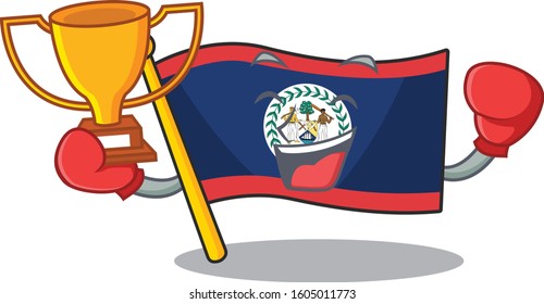 fantastic Boxing winner of flag belize in mascot cartoon style