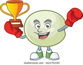 fantastic Boxing winner of green hoppang in mascot cartoon style