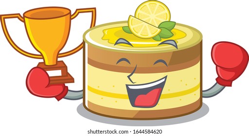 fantastic Boxing winner of lemon cake in mascot cartoon design
