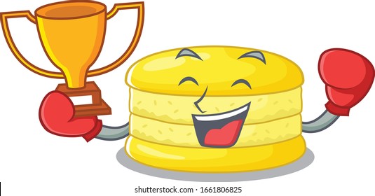 fantástica ganadora de boxeo de limón macaron en diseño de caricaturas de mascota