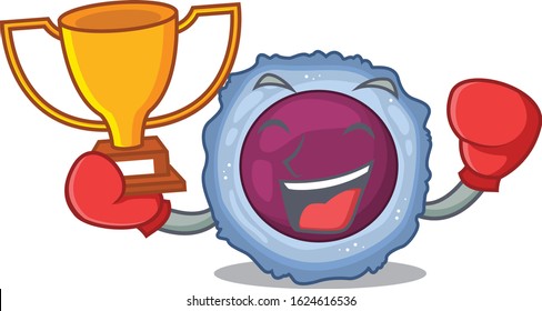 fantastic Boxing winner of lymphocyte cell in mascot cartoon style