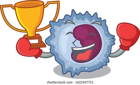 fantastic Boxing winner of monocyte cell in mascot cartoon style