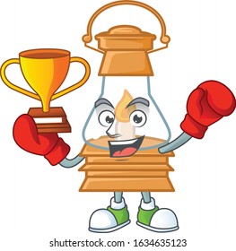 fantastic Boxing winner of oil lamp in mascot cartoon style