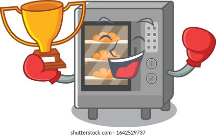 fantastic Boxing winner of oven cake in mascot cartoon design