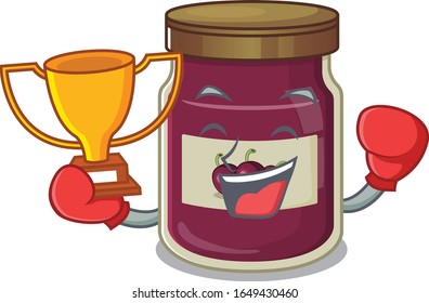 fantastic Boxing winner of plum jam in mascot cartoon design