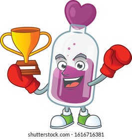 fantastic Boxing winner of purple potion in mascot cartoon style