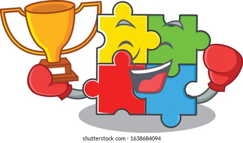 fantastic Boxing winner of puzzle toy in mascot cartoon design