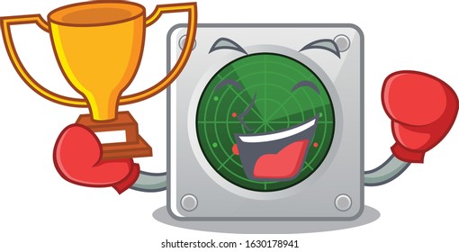 fantastic Boxing winner of radar in mascot cartoon style