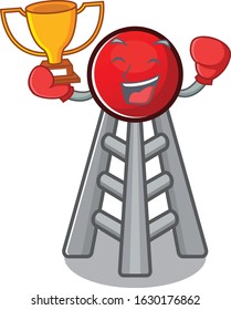 fantastic Boxing winner of radio tower in mascot cartoon style