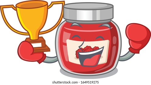 fantastic Boxing winner of raspberry jam in mascot cartoon design
