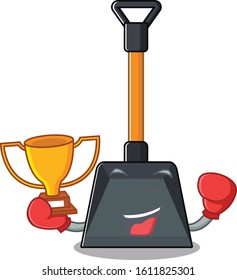 fantastic Boxing winner of snow shovel in mascot cartoon style