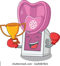fantastic Boxing winner of steam inhaler in mascot cartoon style