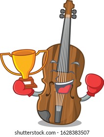 fantastic Boxing winner of violin in mascot cartoon style