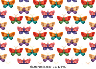 Fantastic butterfly  seamless pattern in steampunk style for tattoo, sticker, print and decorations. Vector