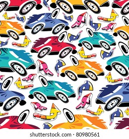 Fantastic cars - seamless pattern