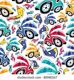Fantastic cars - seamless pattern
