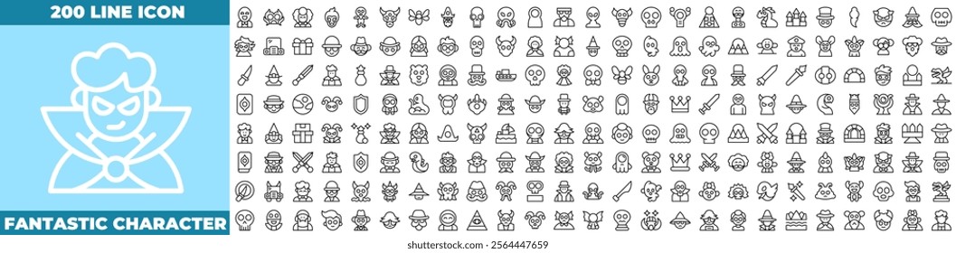 Fantastic Character Line Editable Icons set. Vector illustration in modern thin line style of fantastic character icons: character, fantastic, fantasy, etc