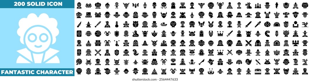 Fantastic Character Solid Editable Icons set. Vector illustration in modern thin solid style of fantastic character icons: character, fantastic, fantasy, etc