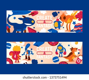 Fantastic character vector cartoon animals 