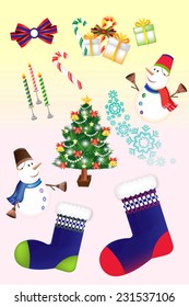 Fantastic Christmas illustration of reindeer flying over town - illustration eps10