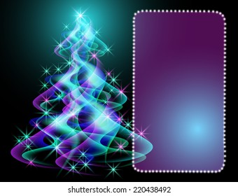 Fantastic Christmas tree and glowing frame
