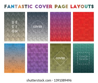 Fantastic Cover Page Layouts. Actual geometric patterns, positive vector illustration.