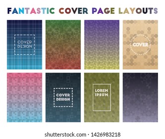 Fantastic Cover Page Layouts. Amazing geometric patterns, authentic vector illustration.