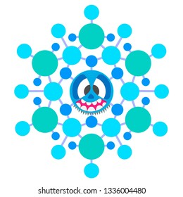 Fantastic crazy snowflake drawn falling from the sky