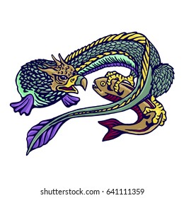 Fantastic Creature. Half-bird, half-fish. Genetic mutant. Vector image