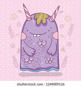 fantastic cute monster creature with horns