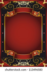 Fantastic dark gold poster. a poster with gold scroll shapes for your advertising.