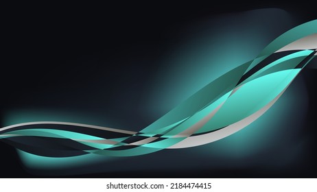 Fantastic dark wallpaper in neon colors. Bright intertwining wavy stripes on a dark background. Template for your projects. Vector.
