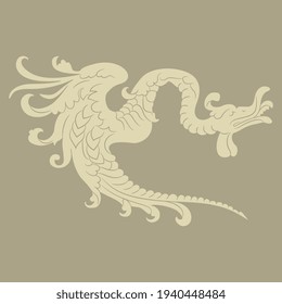 Fantastic dragon. Monochrome silhouette. Isolated vector illustration.