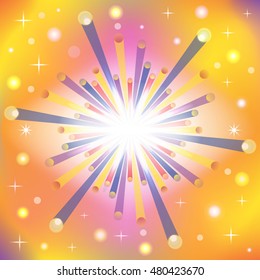 Fantastic explosion. Abstract colorful background. Celebration, New Year, Christmas, Happy Birthday texture. Vector.