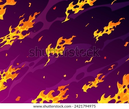 Fantastic fire flames, smoke backgrounds. Comic book art. Design game template. Hand drawn vector illustration. 