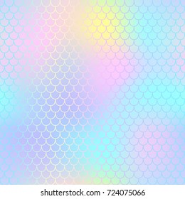 Fantastic fish skin pattern with scale ornament. Fishscale vector background. Pale mermaid tail texture. Magic mermaid seamless pattern. Candy color pastel backdrop. Mermaid tail seamless pattern tile