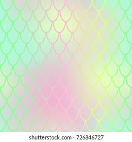 Fantastic fish skin vector background with scale pattern. Mermaid pattern. Pale gradient mesh. Abstract blurry vector background. Fish skin seamless pattern. Mermaid scale background. Green fishscale