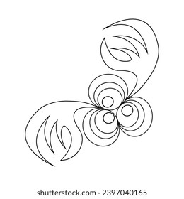 Fantastic flower with black line isolated on white background. Vector