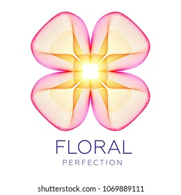 Fantastic flower icon, abstract shape with lots of blending lines and gradient color. Vector illustration. Sample text - Floral perfection.