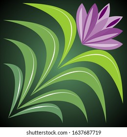 Fantastic flower on gradient background isolated, stylized purple exotic flower, vector eps 10