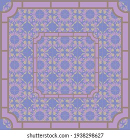 Fantastic flower ornament. Beautiful vector pattern. Design can be used for Scarf, Card, bandana print, kerchief design, napkin